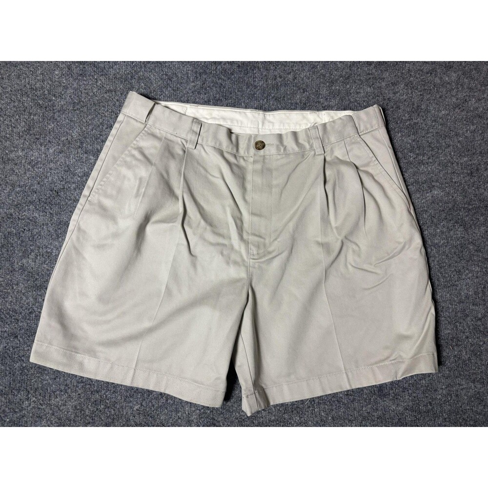 L.L. Bean Chino Shorts Mens 36 Beige Comfort Waist 7" Inseam Casual Summer